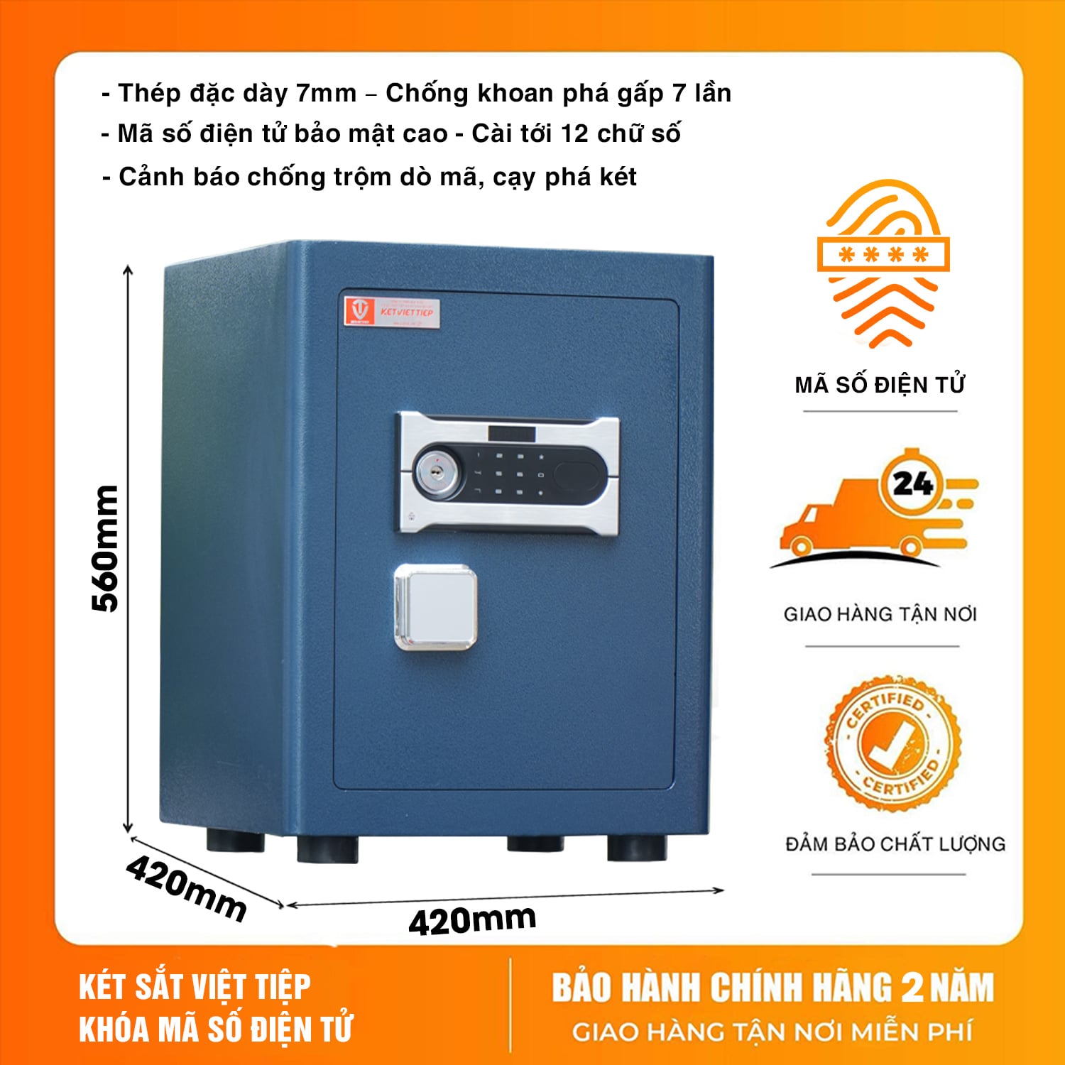 Két sắt Việt Tiệp siêu cường KVTSC65 điện tử thép đúc đặc nguyên tấm